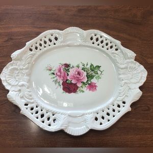 Baum Brothers Formalities Victorian Rose 12" Pierced Oval Platter